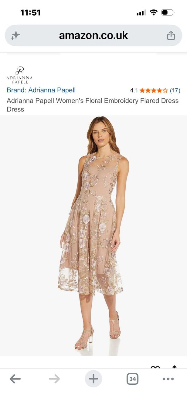 NWT Adrianna Papell Blush Floral Embroidered Tulle Flared Midi Dress 10